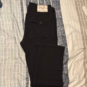 True Religion Black Flare Wide Leg Jeans